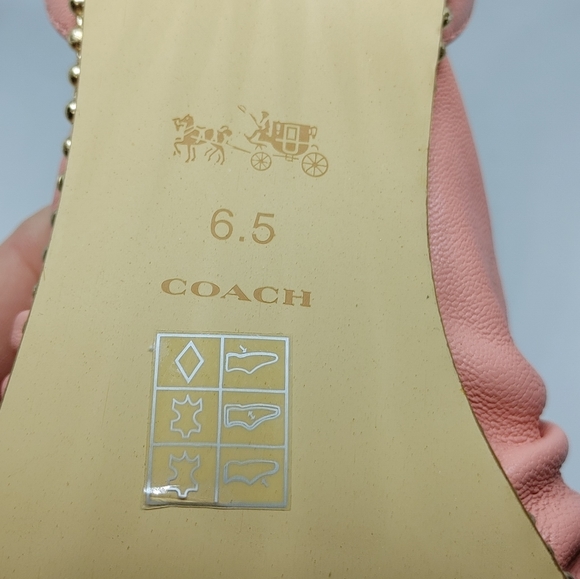 NWT COACH LEATHER, PEACH/GOLD SLINGS - Picture 3 of 8